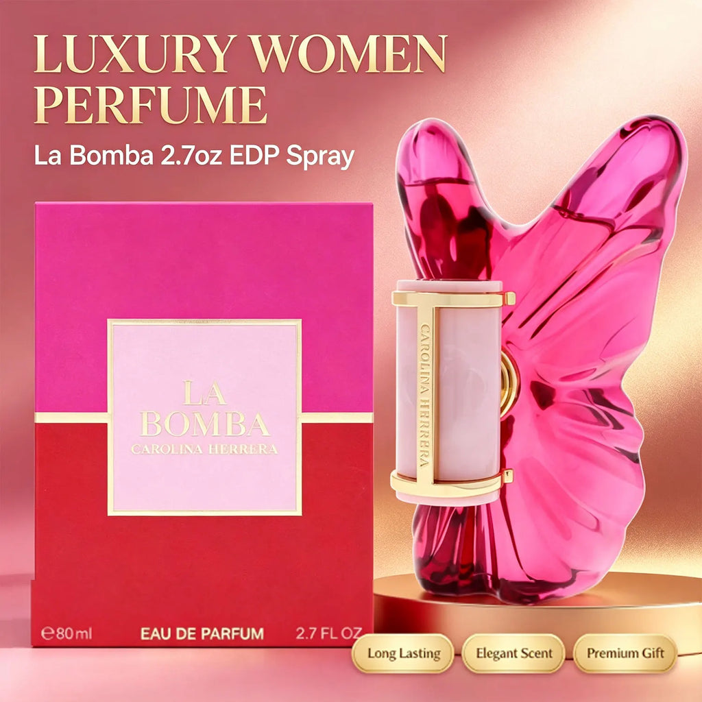 Carolina Herrera La Bomba Eau de Parfum Spray for Women 2.7oz Long Lasting Luxury Feminine Fragrance Daily Dating Perfume Gift