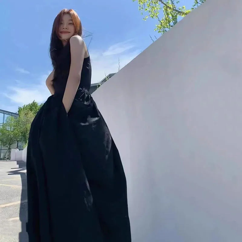 Black Strapless Long Dress Women Fashion Slim Sleeveless O-Neck High Waist Dresses Female 2026 Spring Summer new  Party Vestidos