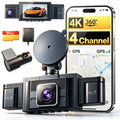 3 Channel Dash Cam for Cars, View 4K Front 1080P Inside NO TF Card, 5G WiFi & APP Control, IR Night Vision, G-Sensor, 24 Hours Parking Mode
