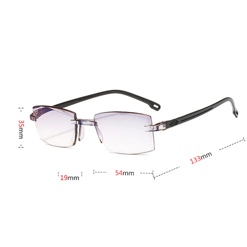 New Diamond-cut Bifocal Progressive Reading Glasses Men Blue Light Blocking Multifocal Eyewear Ultralight Rimless Eyeglasses