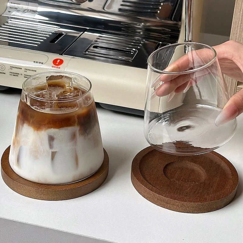 Transparent Coffee Cup, Japanese Style Glass Cup, Layered Cocktail Dessert Display Cup, Breakfast Milk Cup, 300ml Cold Drink Cup