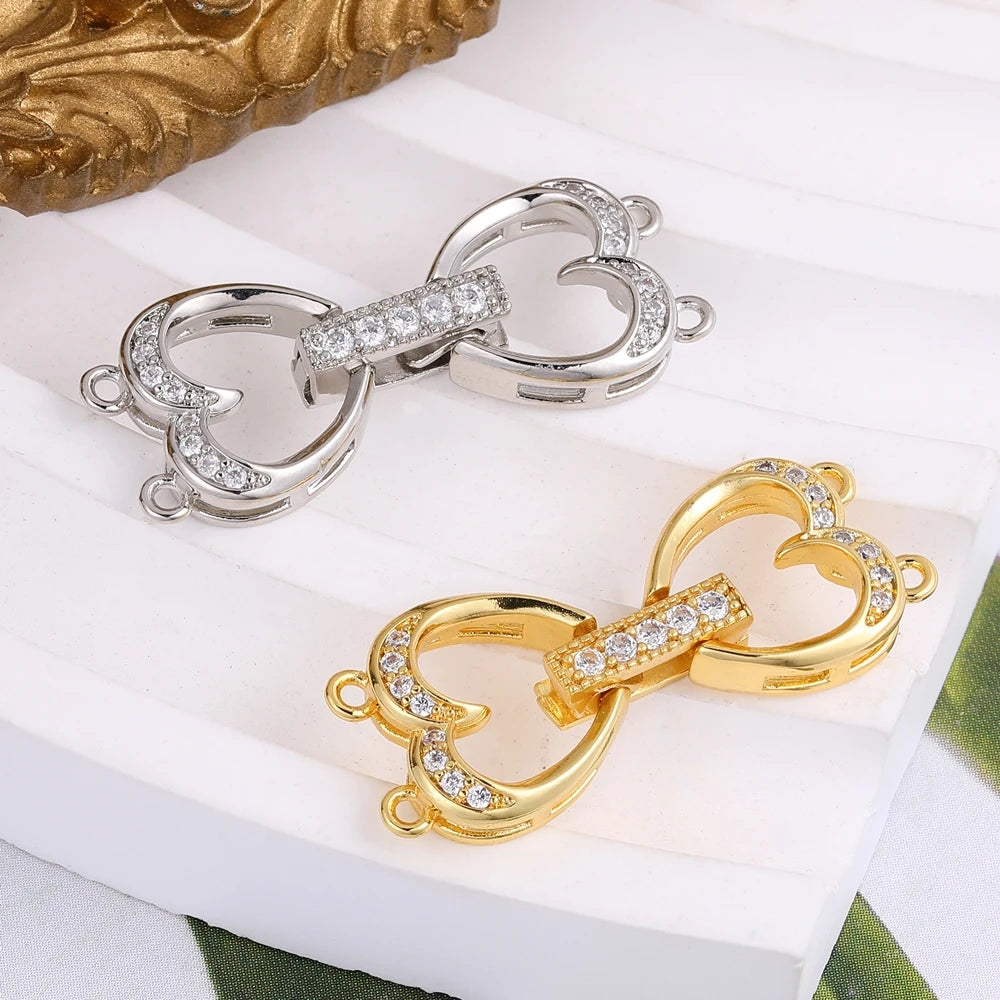 Juya 18K Gold Plated Decorative Fasteners Connector Locks Pearls Clasps Accessories For DIY Needlework Beads Jewelry Making