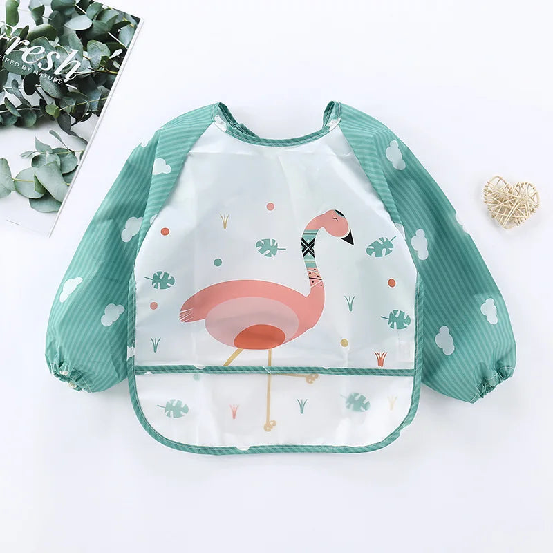 Waterproof EVA Full Sleeve Baby Bibs Children Apron Long Sleeve Feeding Smock Kids Eating Breastplate Infant Scarf Clothing