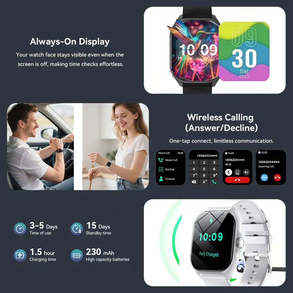 LAXASFIT 2026 New Gift Smart Watch Full Touch Screen Bluetooth Call Sports Fitness Digital Smartwatch For Men Women