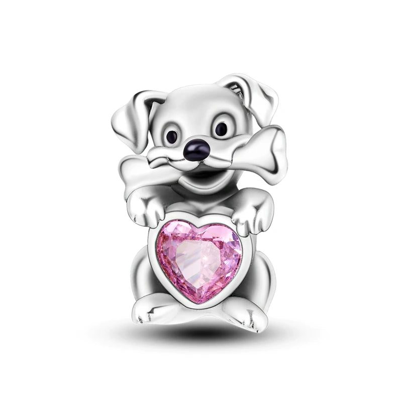 Pink Charms Original 925 Sterling Silver Heart Bow Perfume Bottle Charms Beads Pendants Fit Bracelet DIY Women Jewelry Making
