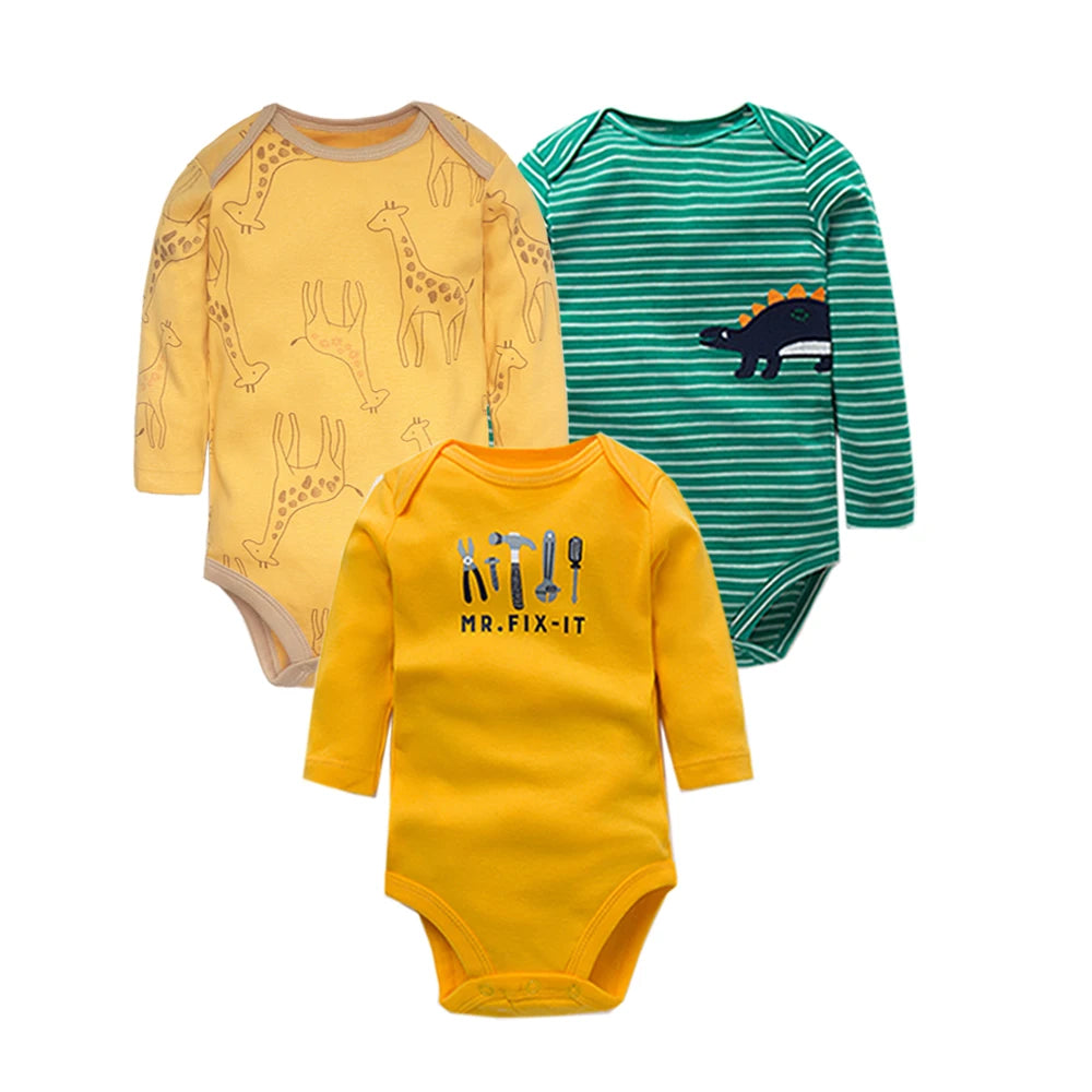 Spring Autumn Baby Bodysuits 3/4/5PCS Long Sleeve Baby Boy Girl Clothes 100% Cotton Newborn Body Infant 0-24Month Bebe Jumpsuit