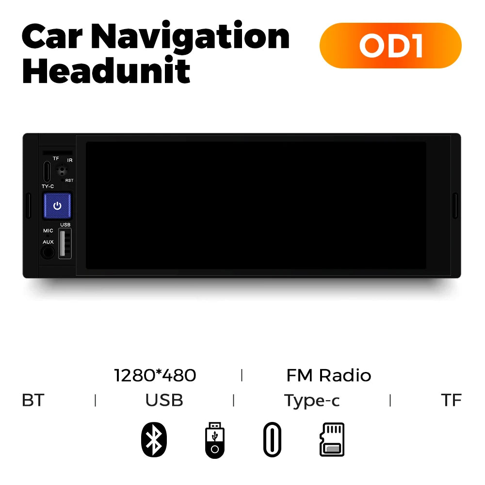 Universal 1 Din Car Stereo 6.86Inch HD Touch Screen Car Multimedia Player Wireless CarPlay Auto BT FM USB Car Radio Audio Player