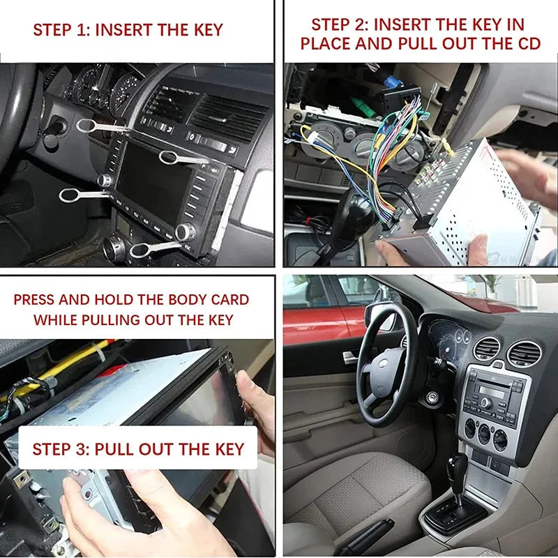 4pcs Radio Removal Key Pin Tool Car Styling Universal Fit for VW Golf 7 6 Passat B5 B7 Touareg Mercedes W203 W213 W204