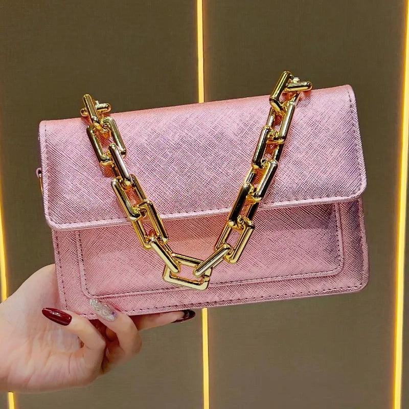 New Evening Women's Bags Luxury Brand Shiny Leather Dinner Party Women's Handbags Fashionable Women's Shoulder Crossbody Bags