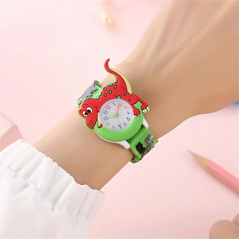 Kids Cartoon 3D Dinosaur Silicone Quartz Watch Student Watch