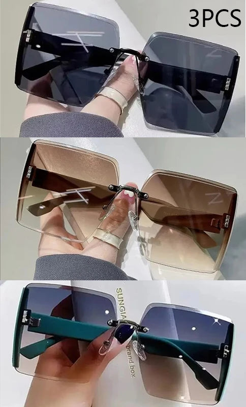 Fashion Gradient Frameless Women's High-end Sense Of Sunglasses