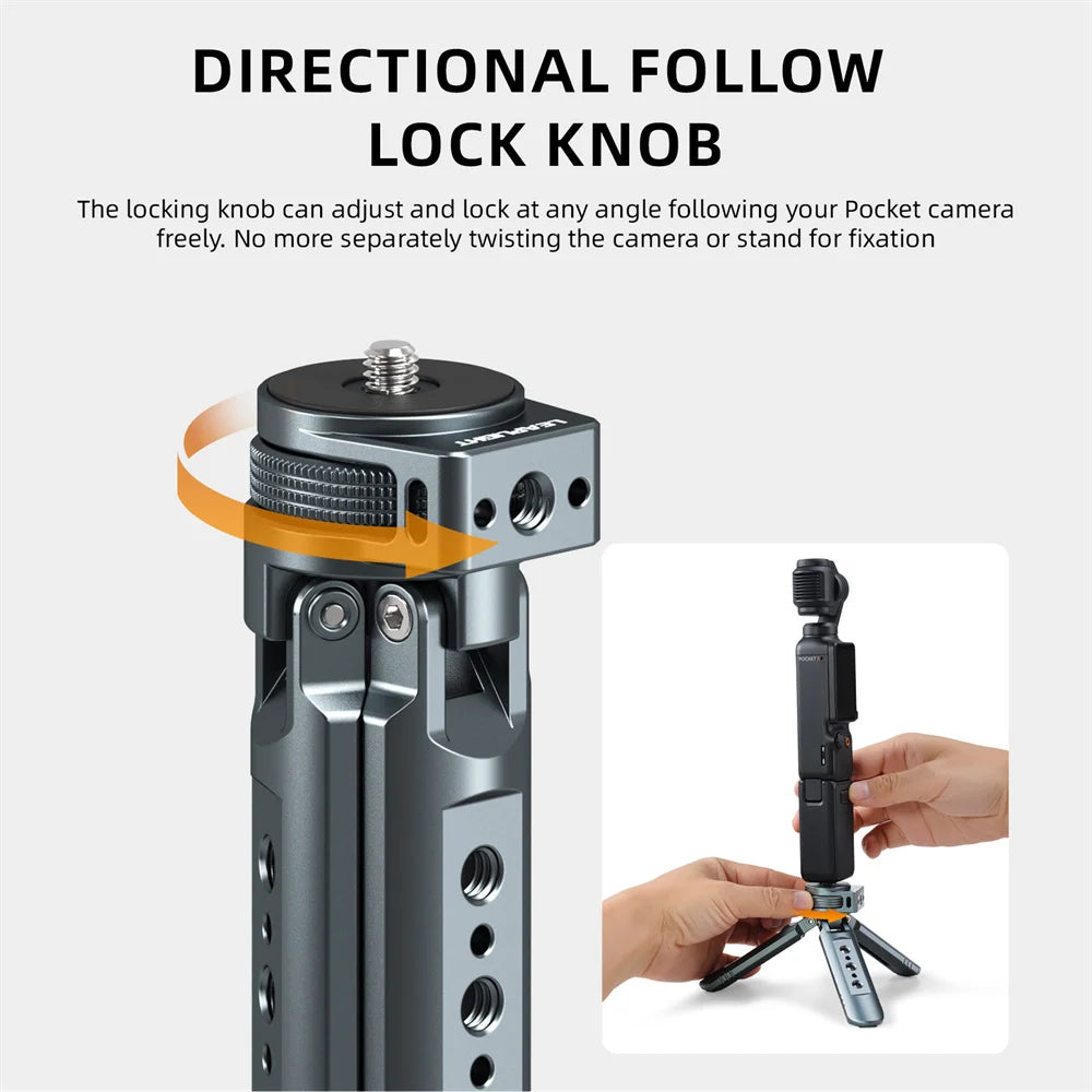LEAPLIGHT Aluminum Mini Tripod for DJI Osmo Pocket 3/4/4P/360LunaUltra Camera Tripod Handheld Grip w 360° BallHead+Phone Stand