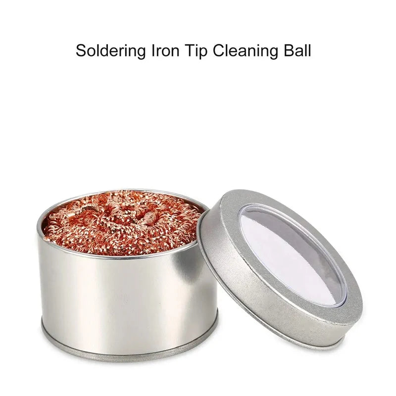 1Pcs Desoldering Cleaning Ball Soldering Iron Mesh Filter Cleaning Nozzle Tip Copper Wire Cleaner Ball Metal Dross Box Clean Bal