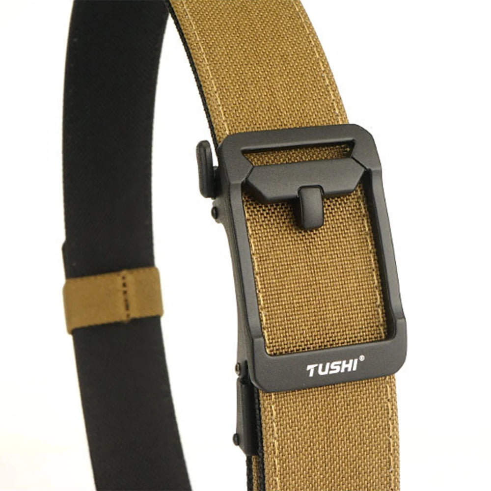 TUSHI New Military Gun Belt for Men Nylon Metal Automatic Buckle Police Duty Belt Tactical Outdoor Girdle IPSC Accessories