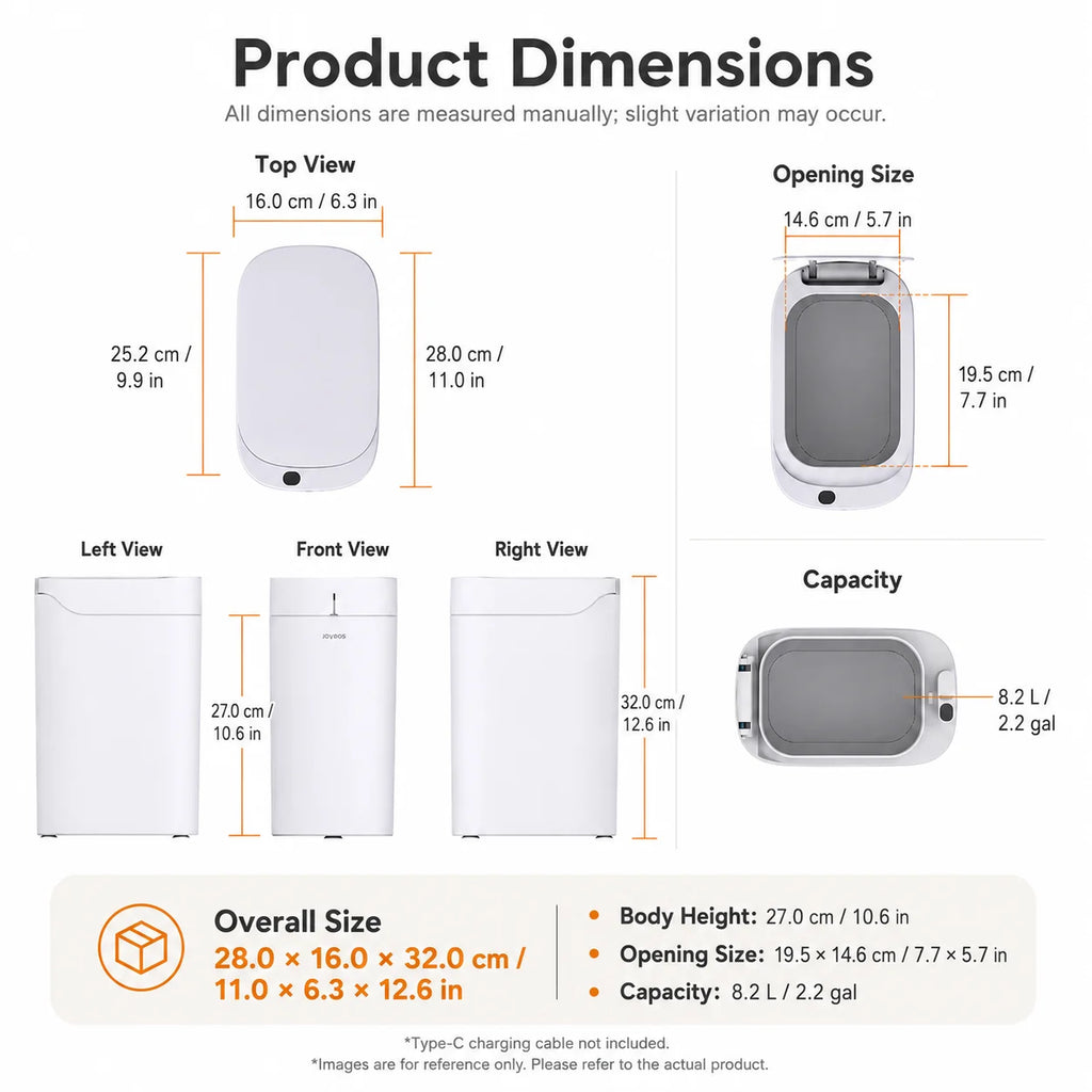 Joybos Smart Trash Can with Auto-Lining, Touchless Sensor Garbage Bin + Free Drawstring Bags, No-Mess Pull & Lift Wastebasket