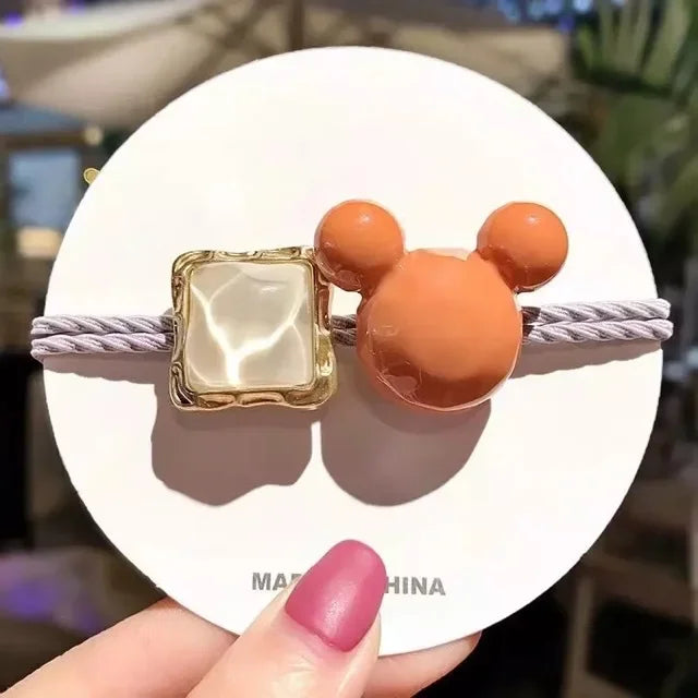 5/10/20PCS Resin Mouse Hair Tie Sweet Hair Ring Square Hair Rope Cute Elastic Ponytail Holder Hair Accessories Women