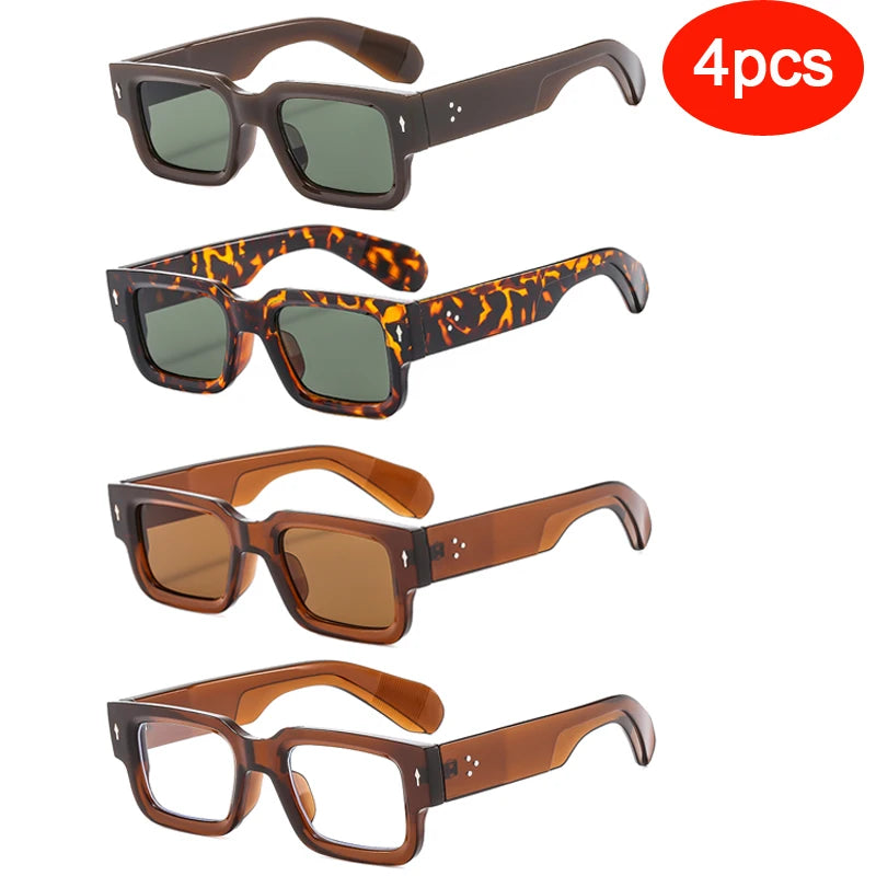 New Men's Personality Minimalist Style Sunglasses Fashion Cool Retro Rectangle Glasses Oculos De Sol Femino