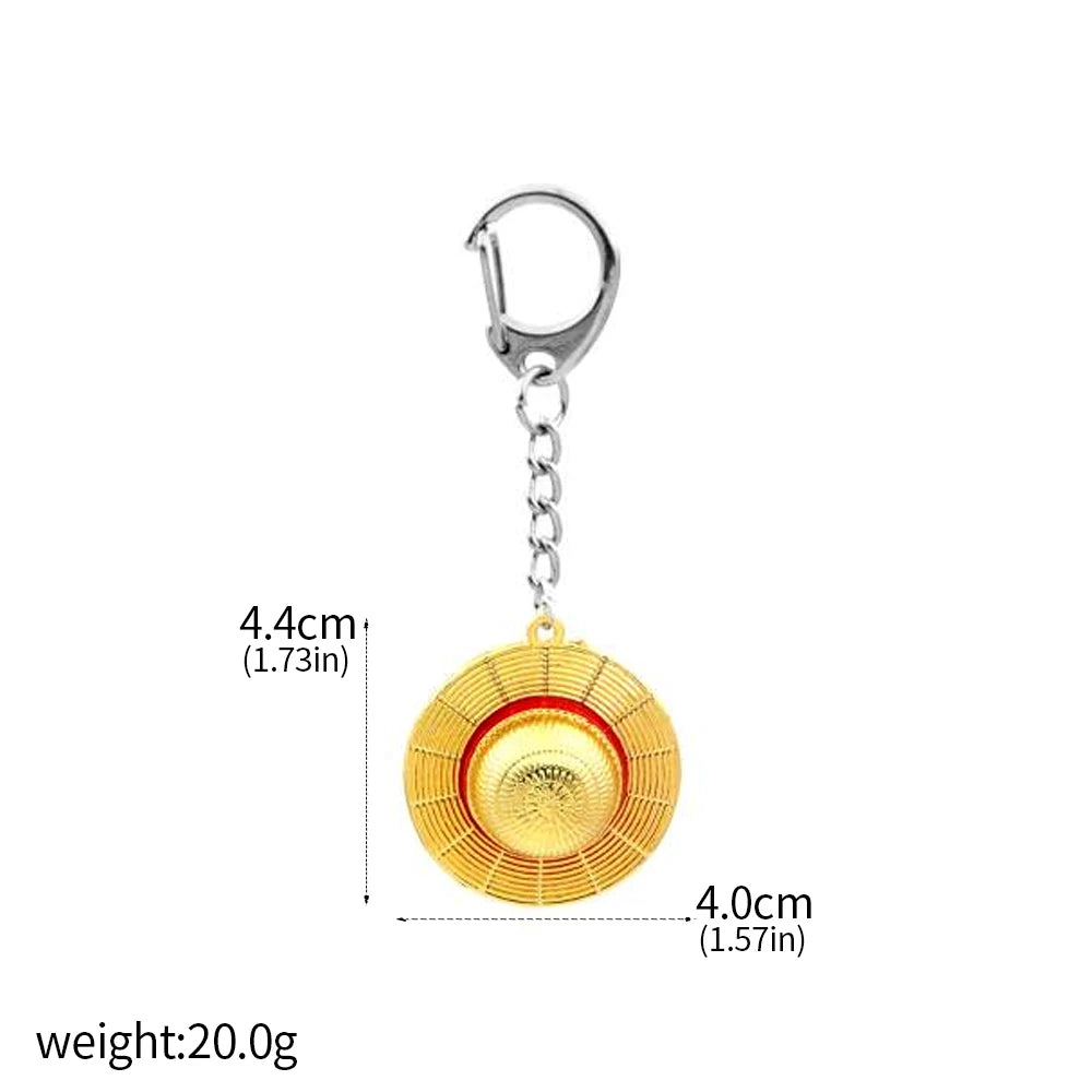 One Piece Luffy Straw Hat Keychain Rotatable Zoro Skull Metal Pendant Role-Playing Decorative Accessories Fan Jewelry Gift