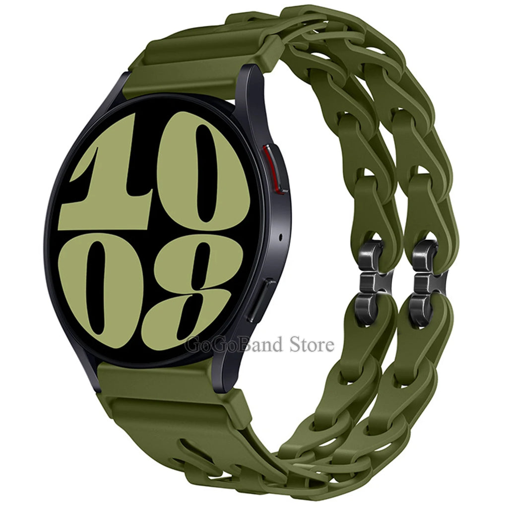 22mm 20mm Chain Strap for Samsung Galaxy Watch 7 6 5 4 6Classic Silicone Band for Huawei GT4 3Pro for Amazfit GTR 4/GTS Bracelet