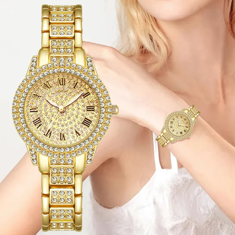 6pcs elegant ladies' quartz watch with necklace accessories set, suitable for daily wear and holiday gifts