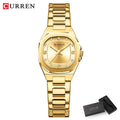 CURREN Gold Women's Watch Diamond Accents Stylish Stainless Steel Band, Elegant Design Comes with Free Box