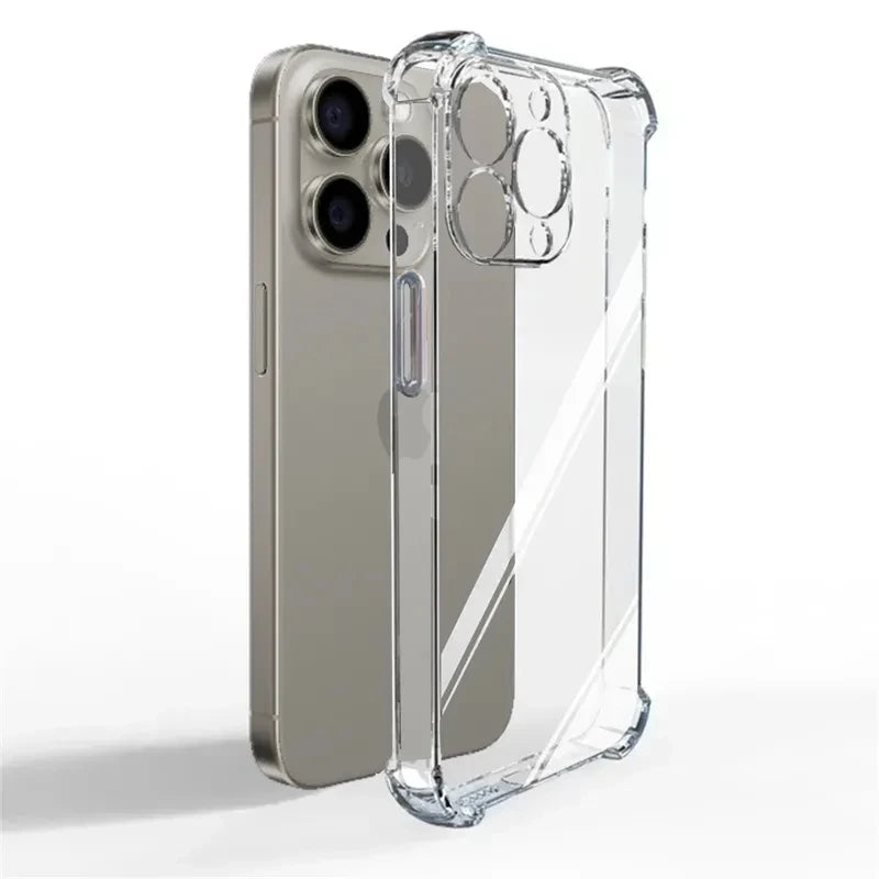 Luxury Shockproof Silicone Clear Phone Case For iPhone 18 17 16 15 14 13 12 11 Pro Max Mini X XR Xs 8Plus Transparent Soft Cover