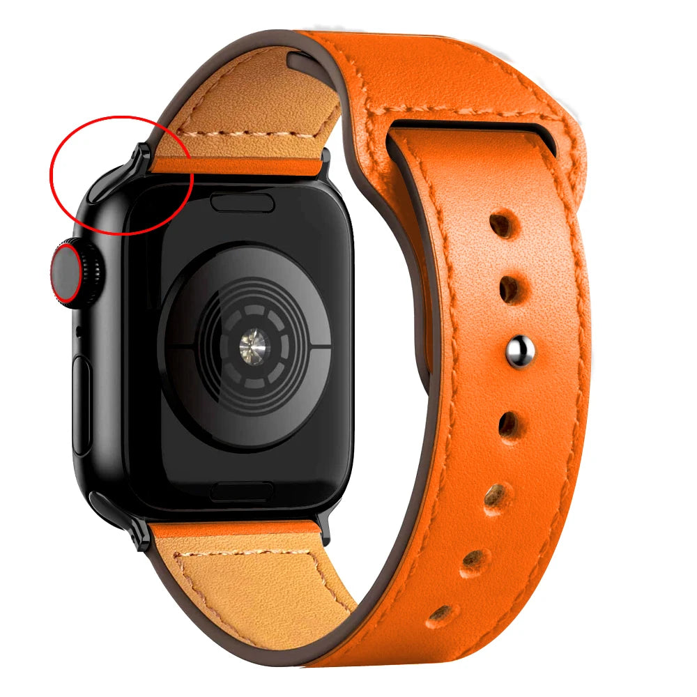 Leather band For Apple watch strap Ultra 2 49mm 44mm 40mm 38mm/42mm wrist bracelet for iWatch series 10 9 8 7 4 5 6 se 41mm/45mm