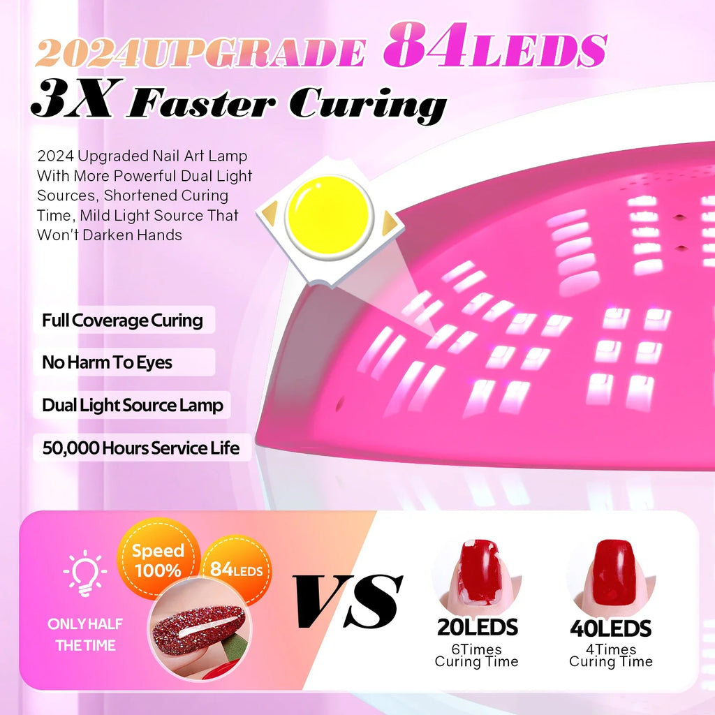 84 LEDS Nail Dryer LED Nail Lamp UV Lamp for Curing All Gel Nail Polish Motion Sensing Manicure Pedicure Salon Tool Big Space