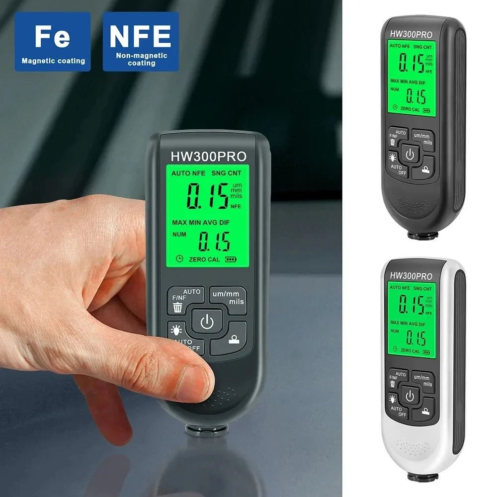 HW-300PRO Digital Coating Car Paint Film Thickness Gauge 0-2000UM Auto Measuring Tool