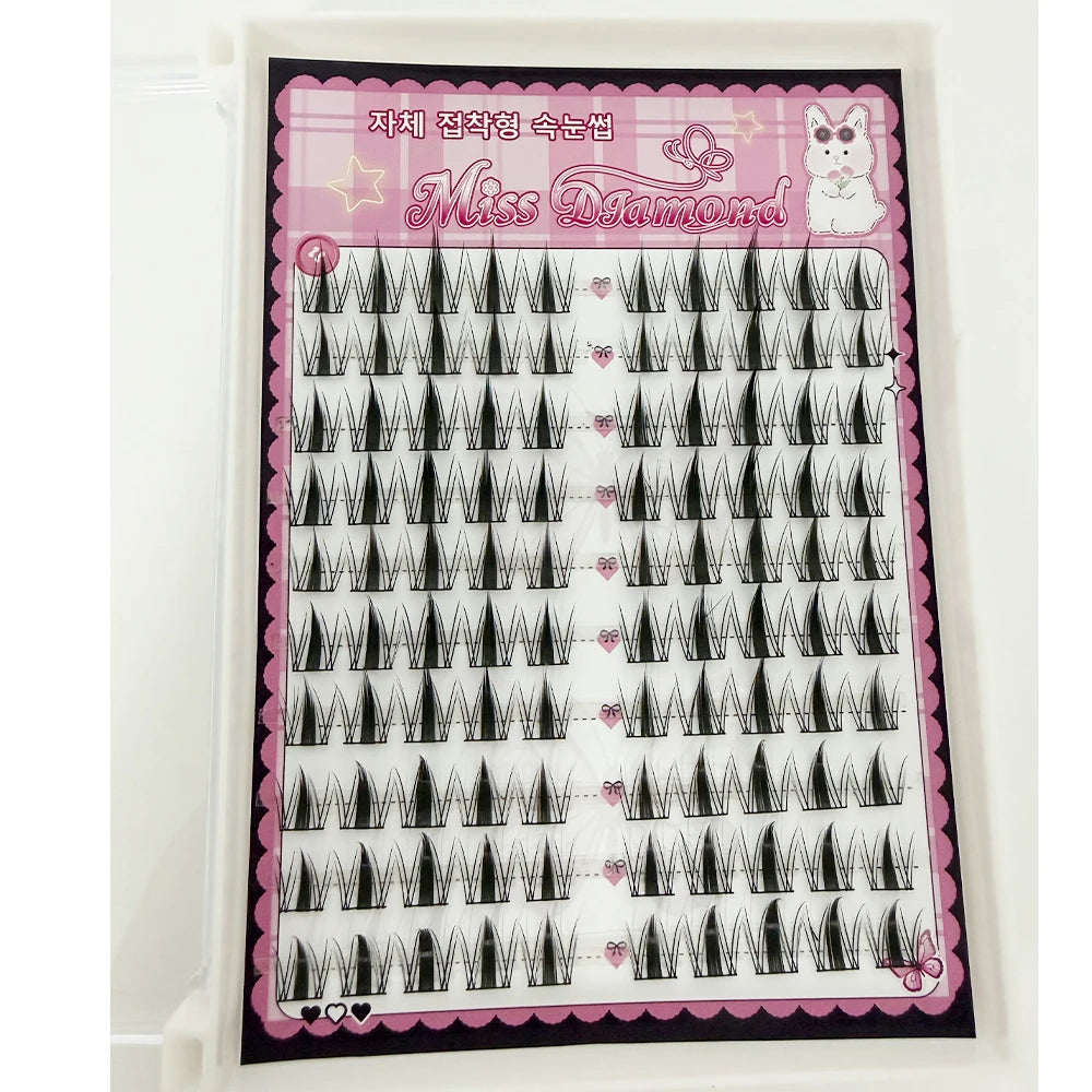 DIY Self-Adhesive Cluster Lashes 10 Rows/Box, Glue-Free Manga Style Sectioned Eyelashes Natural Look