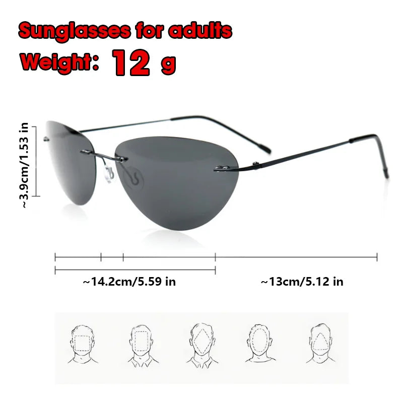 Polarized Ultralight Fashion Pilot The Matrix Neo Sunglasses Rimless Men Driving Brand Design Sun Glasses De Sol UV400