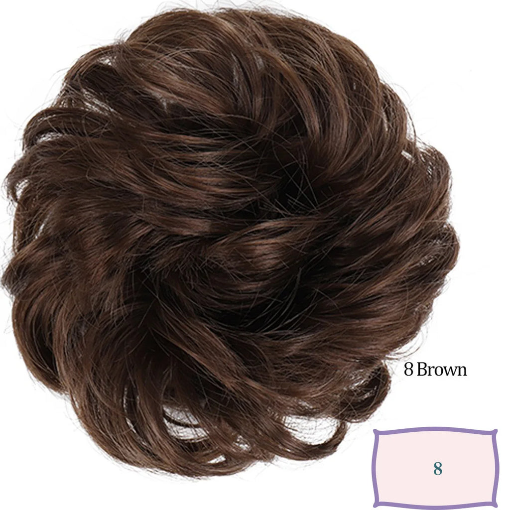 Synthetic Messy Hair Bun Chignon Scrunchies Fake Hair Band Braid Elastic Hairpiece Tail Chignon Donut Updo Hair Pieces for Women
