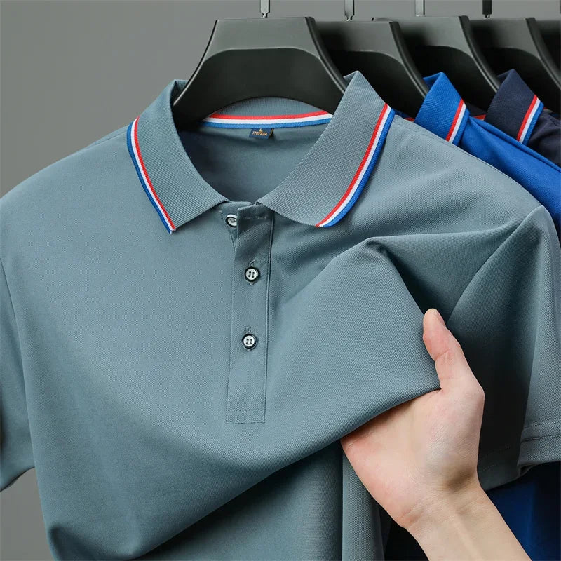 2026 New Men's Casual Solid Color Short Sleeved Polo Shirt Summer Fashionable and Comfortable Versatile Top