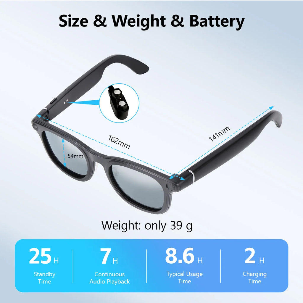 Hganus New Upgraded 800W AI Smart Glasses with Camera 3600mAh Battery Case Smart Translation Glasses Photo Video Recording Sunglasses ChatGpt App Phone WIFI 4 BT 5.3