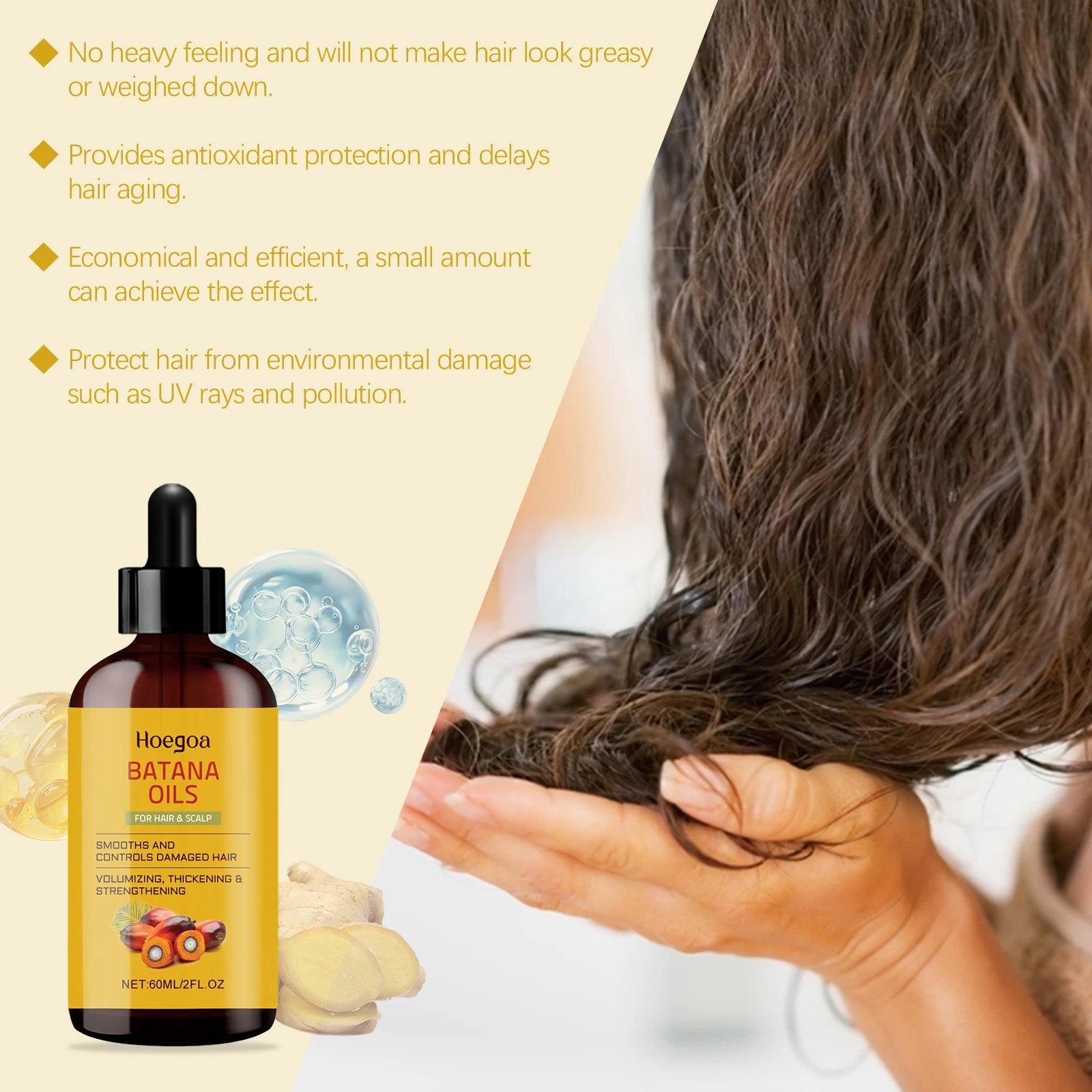 Natural Organic Batana Hair Care Essence Oil Fast Hair Growth Nourishing Smooth Strengthen Root Scalp Hair Care Essence Oil 60ml