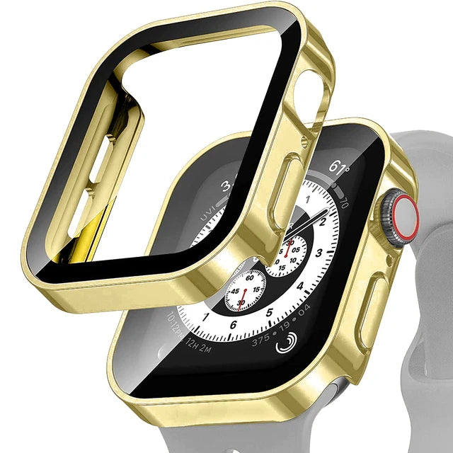 Glass+Case For Apple Watch 7 8 45mm 41mm 49mm 44mm 40mm straight edge Screen Protector Cover Case iWatch 5 SE 6 7 8 9 Ultra 49mm