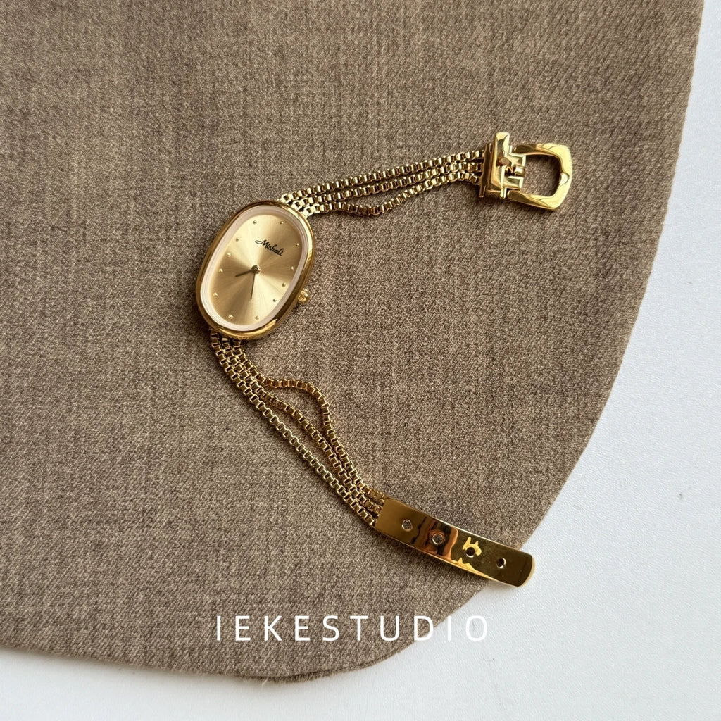 Gold Vintage Style Women'S Watch, Sophisticated And Stylish Design, Trendy Quartz Watch, Women'S Fashion Watch, Watch Accessory.