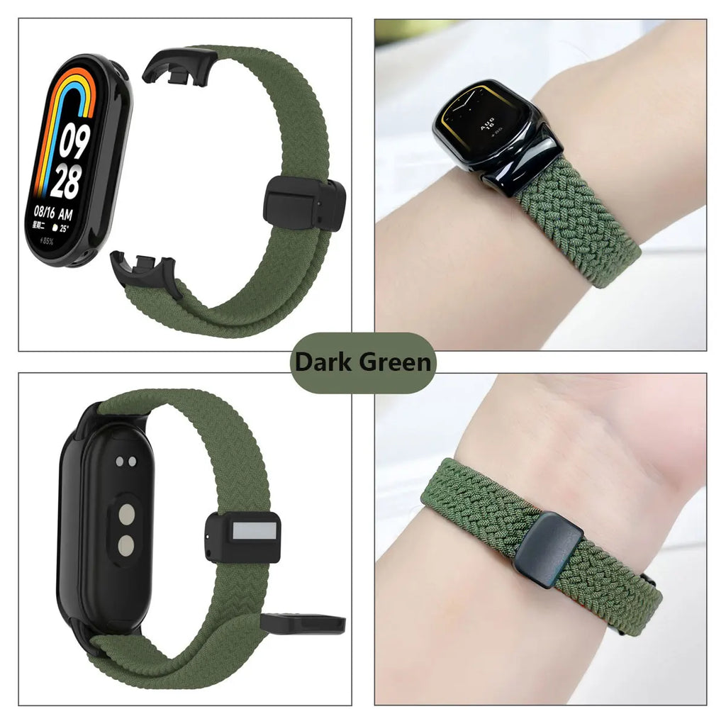 Suitable for Xiaomi Band 8 Wristband, Nylon Braided Strap, Magnet Buckle, Luxury Personality, Mi Band 8 Replacement Strap