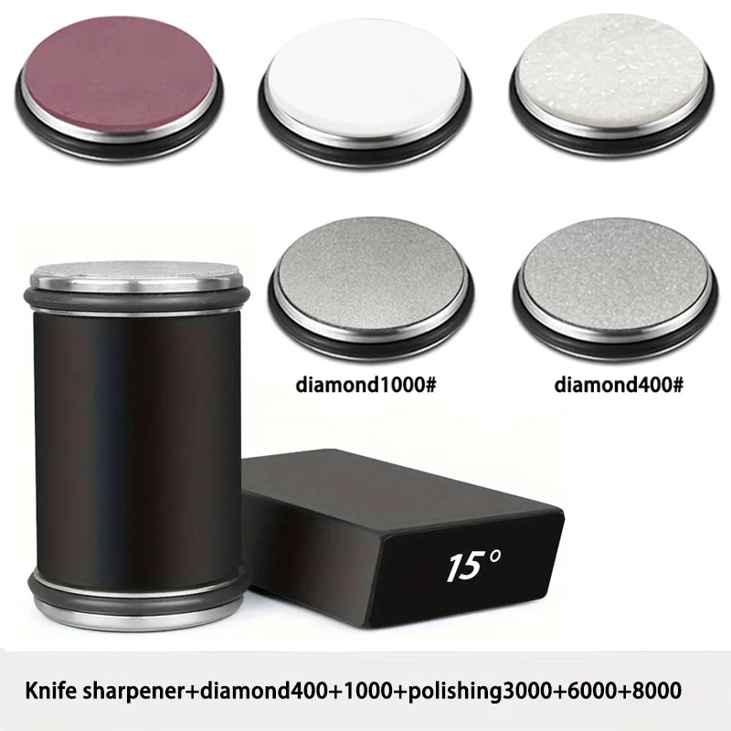 Rolling Knife Sharpener For Straight Edge Knife Sharpener Kit With 15/20° Degree Magnetic Angle For Kitchen Knives Whetstone Set