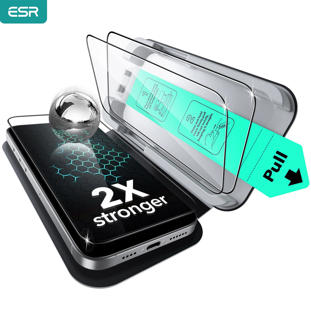 ESR 3-Pack Screen Protector for iPhone 18/17/16/15/14/13 Military-Grade Tempered Glass 9H Hardness Anti-Scratch