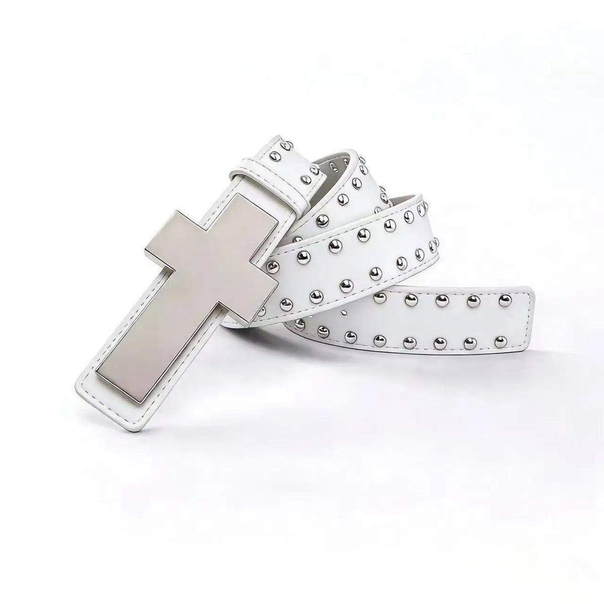 Punk Cross Belt for Men Women, Y2K Gothic Rivet Studded Belt, Hip Hop Streetwear Waist Belt for Jeans