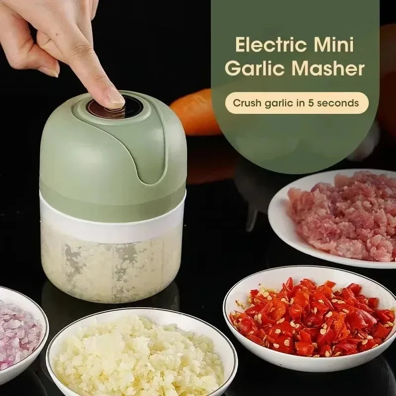 Electric Garlic Grinder USB Rechargeable 250ml Portable Multifunctional Meat Grinder Chopper
