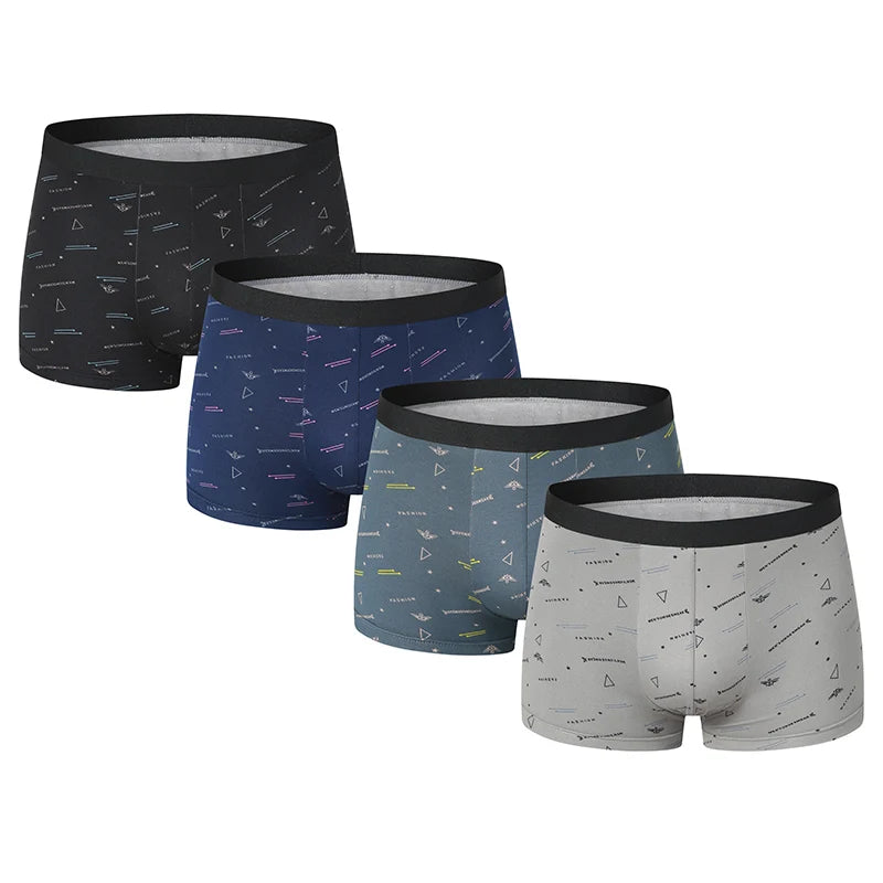 4pcs Men Boxer Briefs Comfortable Swim Trunks Oversized Teen Boxer Briefs