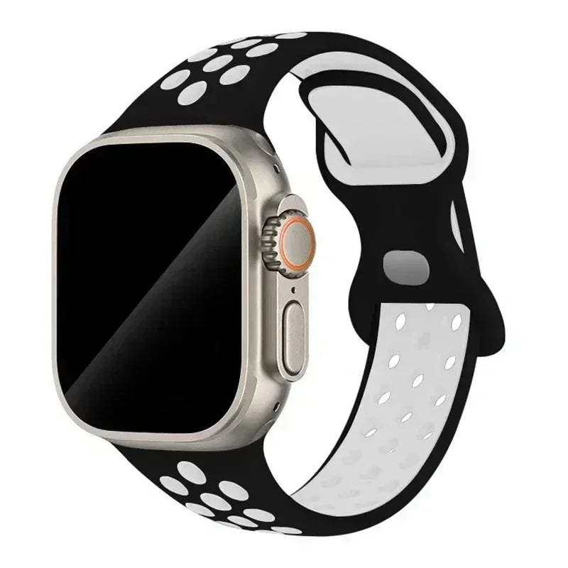 Original Silicone Strap For Apple Watch Band 49mm 44mm 45mm 40mm 42mm Breathable Correa for iWatch Series10 9 8 SE 7 6 Ultra