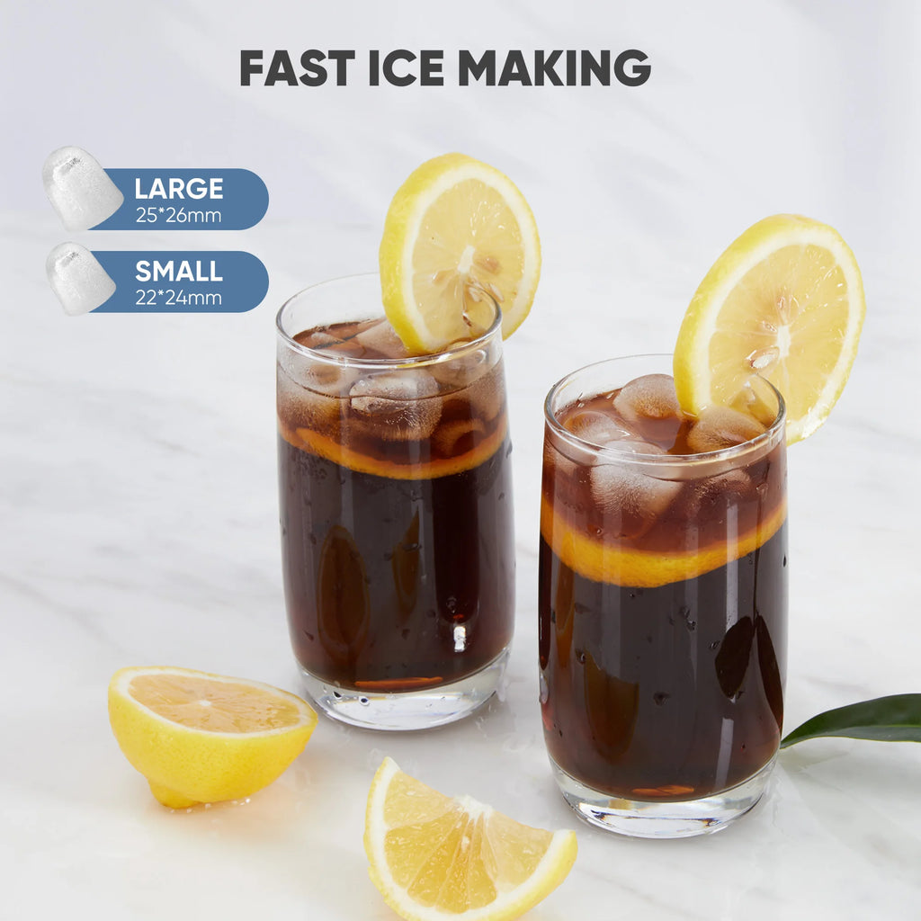 JHK Portable Kitchen Ice Machine Countertop Ice Maker with Handle 9 Bullet Ice Cubes Ready in 6 Mins Self-Cleaning Quiet Compact Ice Maker for Home Camping
