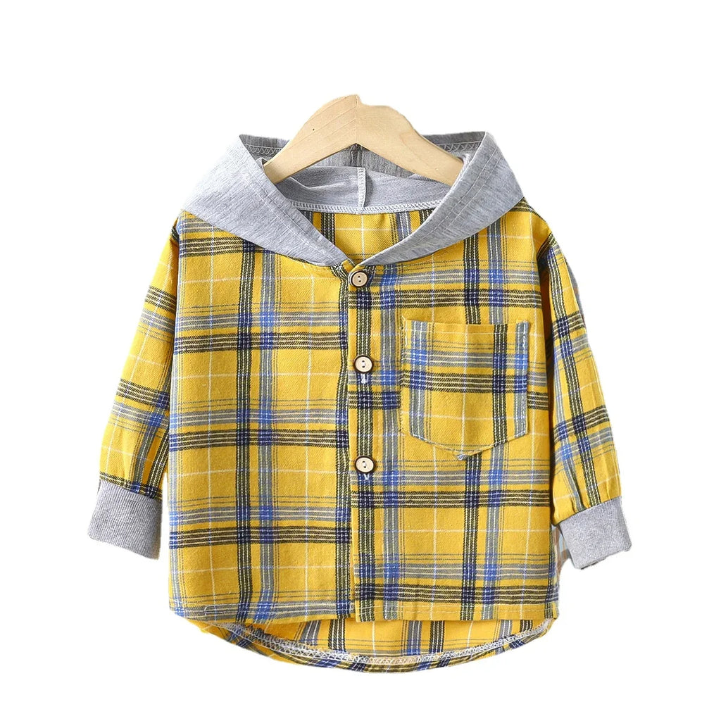 Rainbow Angel Children's Hooded Shirts Kids Clothes Baby Boys Plaid Shirts Coat for Girls Long-Sleeve Jacket Bottoming Clothing