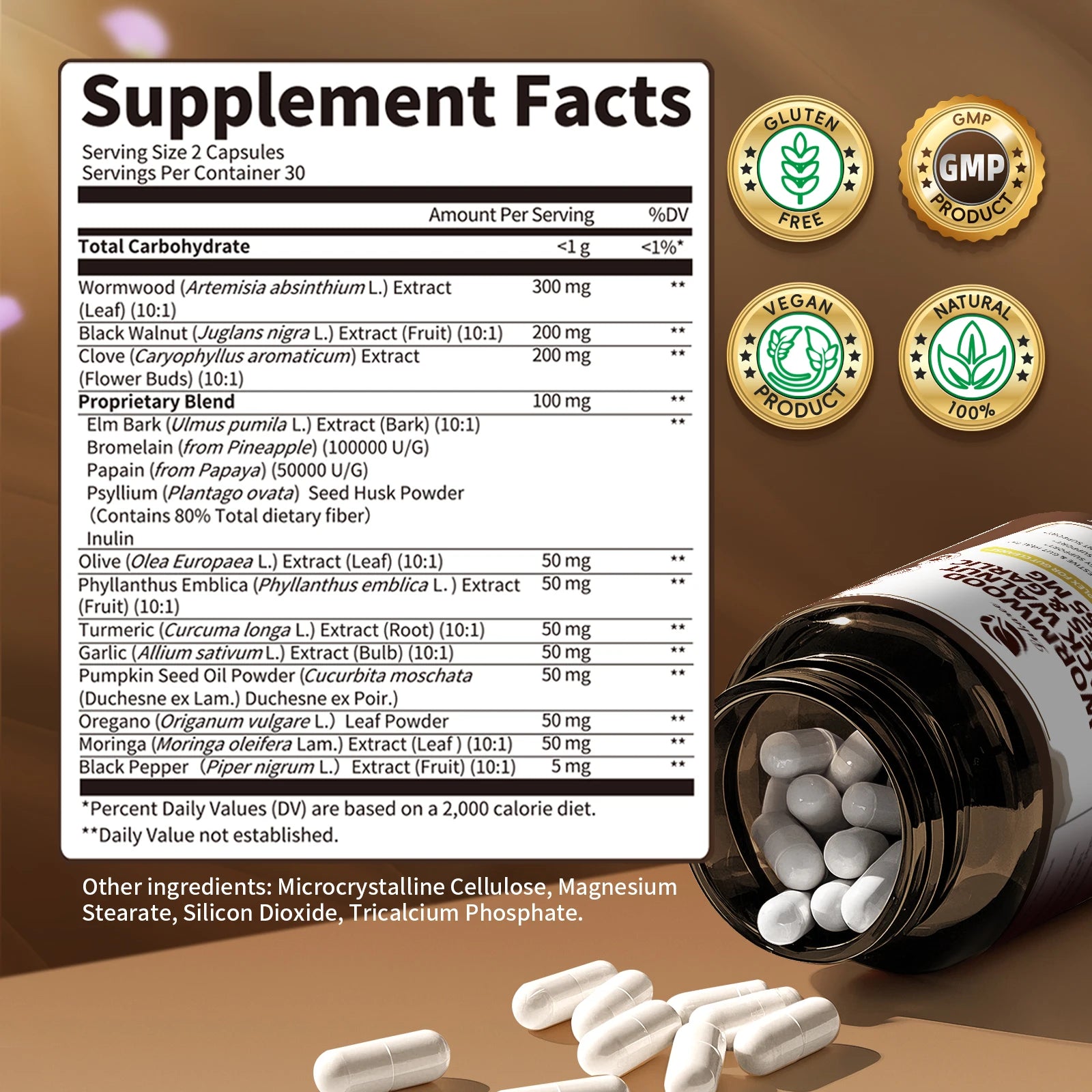 Lukaree 16-in-1 Black Walnut Wormwood Capsules,Rapid Gut Cleanse&Digestive Health with Clove Garlic Turmeric,Liposomal Delivery