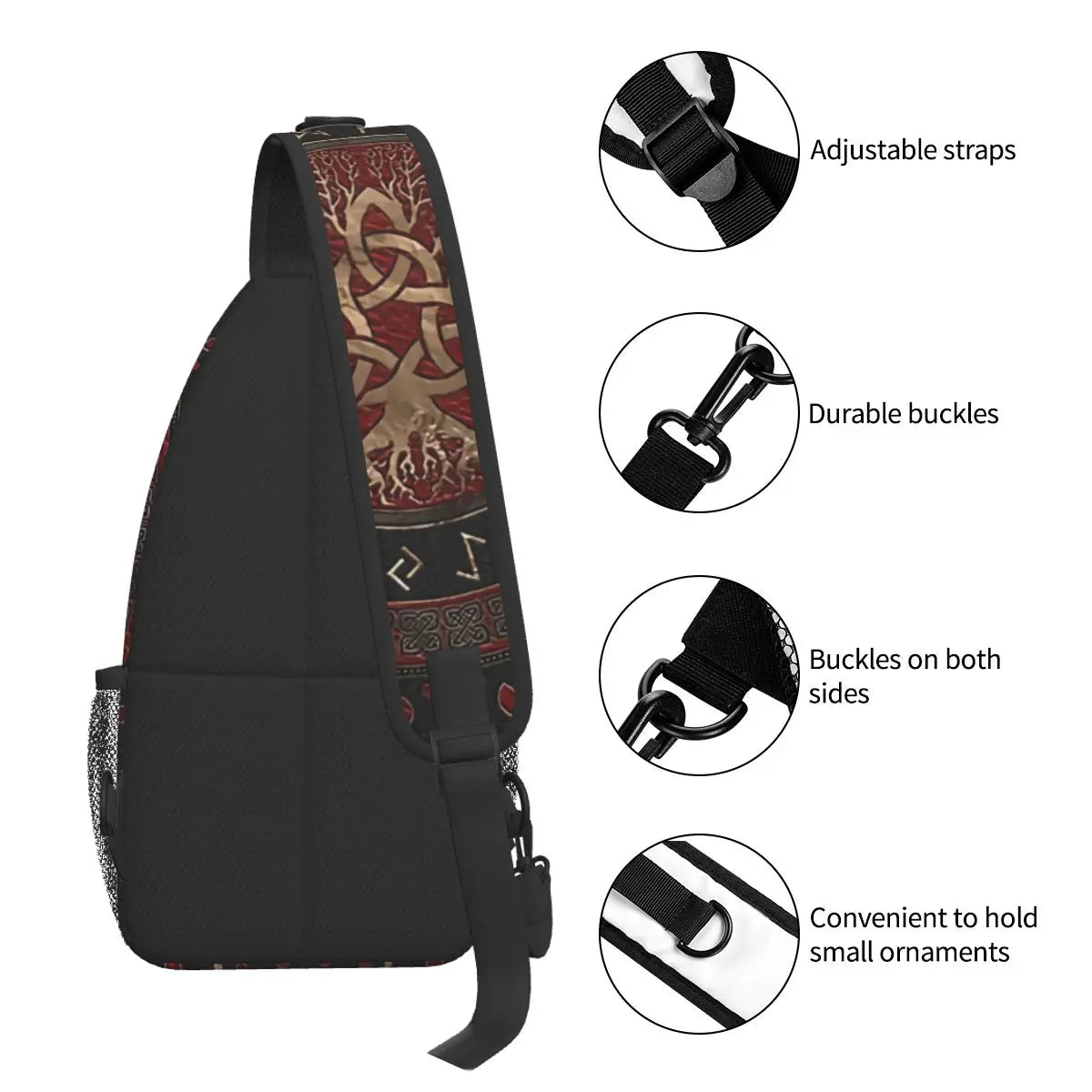 Norse Mythology Viking Crossbody Bag Sports Tree Of Life Triquetra Chest Bag Unisex Women Man Fashion Shoulder Backpacks Travel