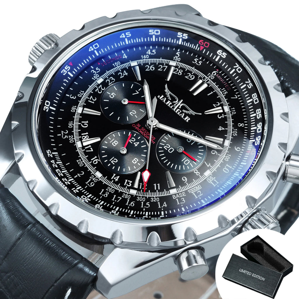 JARAGAR Sports Mens Watches Top Brand Luxury Automatic Mechanical Watch for Men Leather Steel Strap Military Wristwatches Gifts