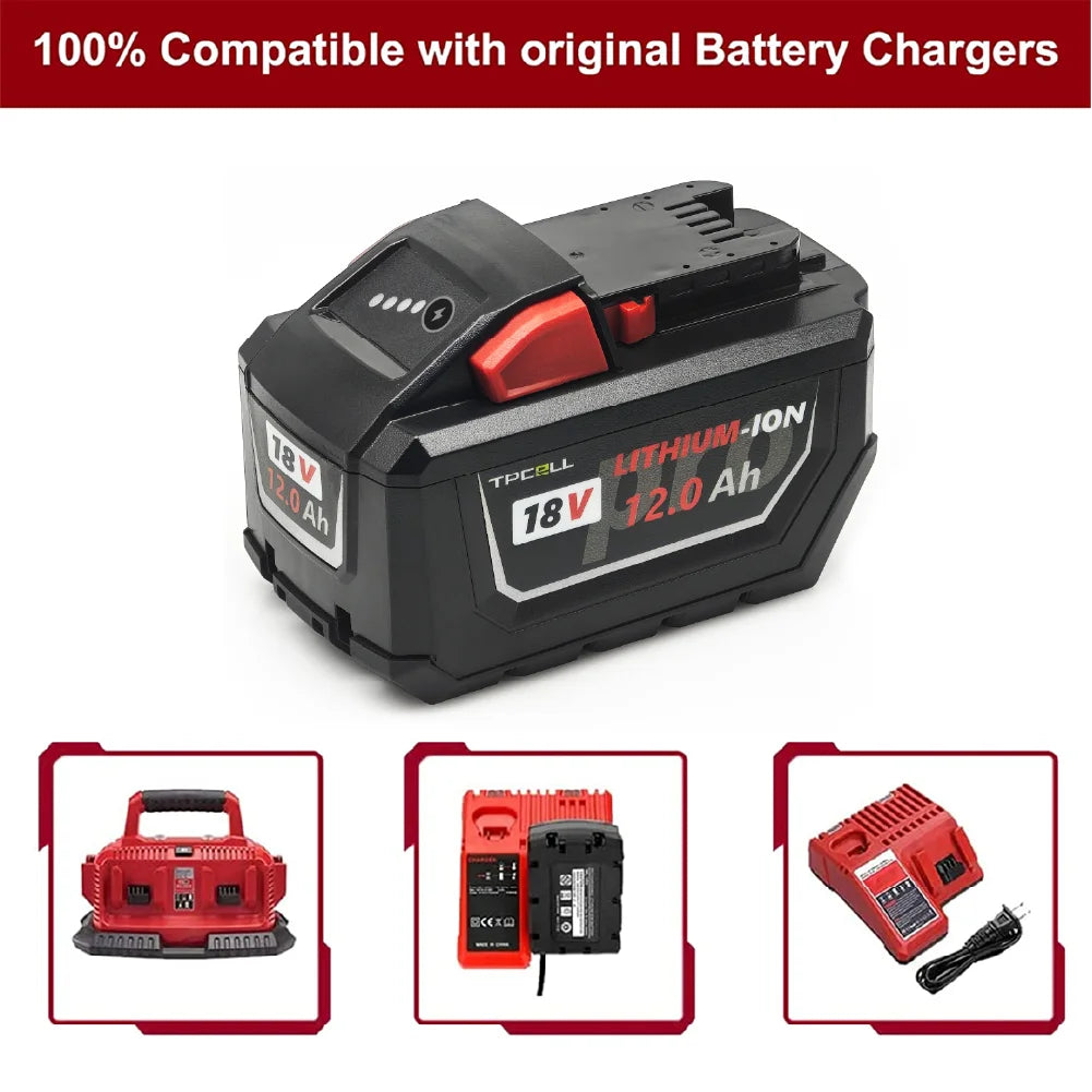TPCELL 12AH/15AH For M.18 Tabless 21700 18V Professional  Battery Li-ion Replacement  High Output